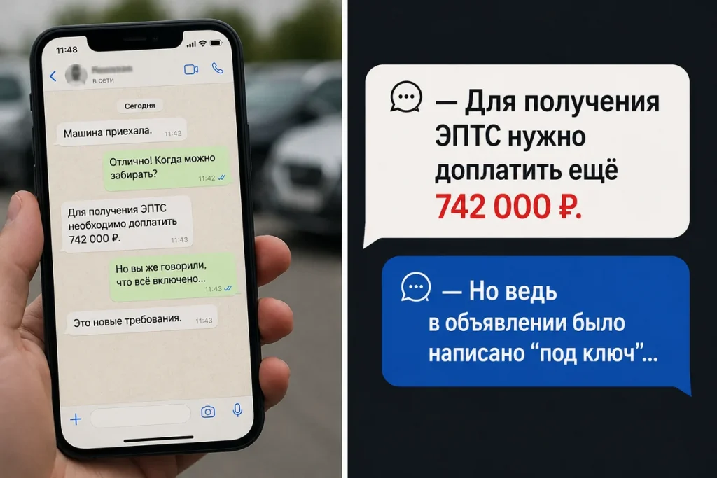 Нужно доплатить ещё 500 000 руб., иначе ПТС вы не получите